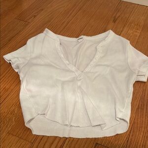 Garage White Flutter Sleeve Crop Blouse